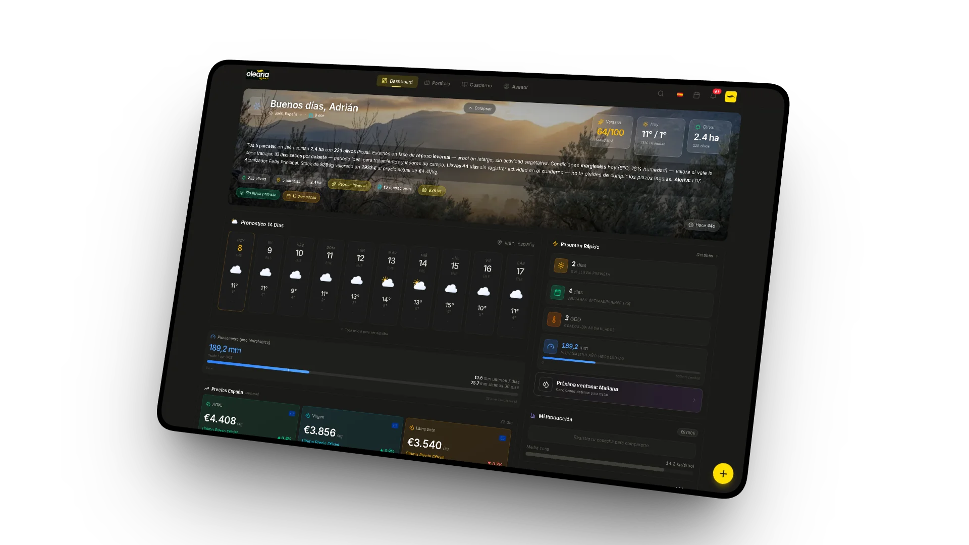 Olearia AgriTech - Plataforma completa